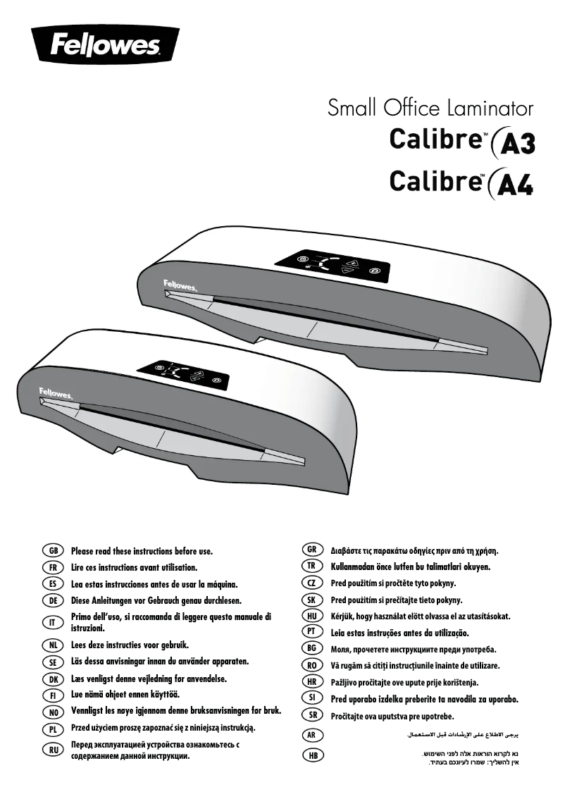 Page n°1 - Manuel utilisateur Fellowes Calibre A4