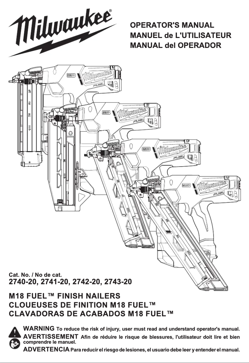 Imagen de la primera página del manual del dispositivo M18 Fuel 2742-21CT