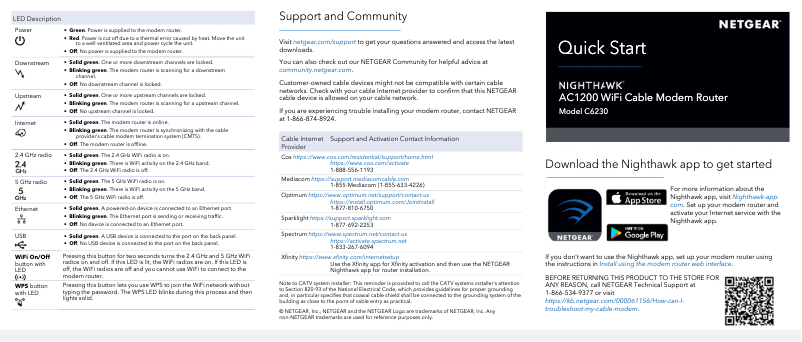 Page 1 de la notice Guide d'installation Netgear C6230