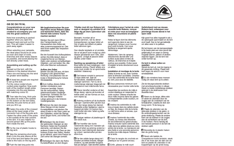 Page 1 de la notice Manuel utilisateur Robens Chalet 500