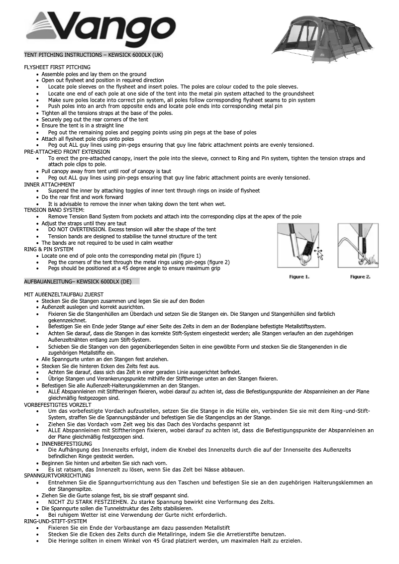 Página 1 del manual Manual de usuario Vango Keswick 600DLX