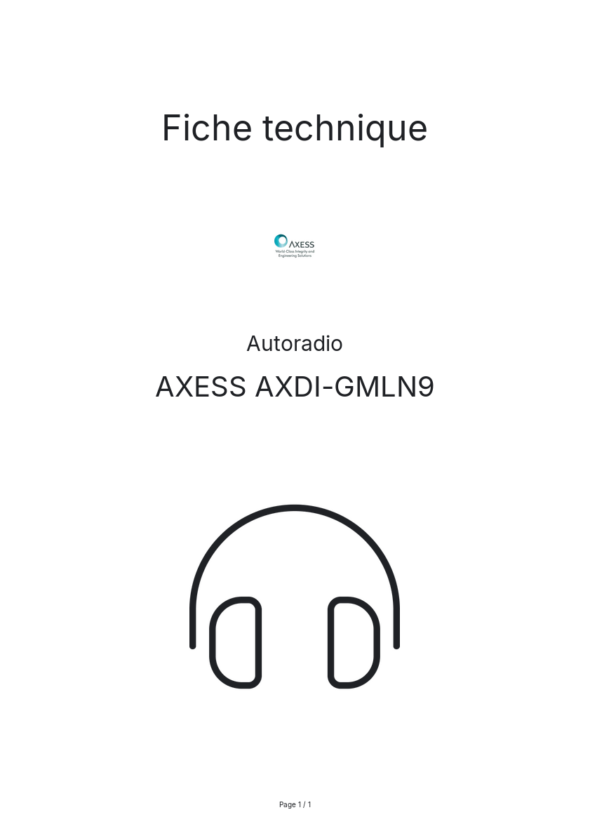 Image de la première page du manuel de l'appareil AXDI-GMLN9