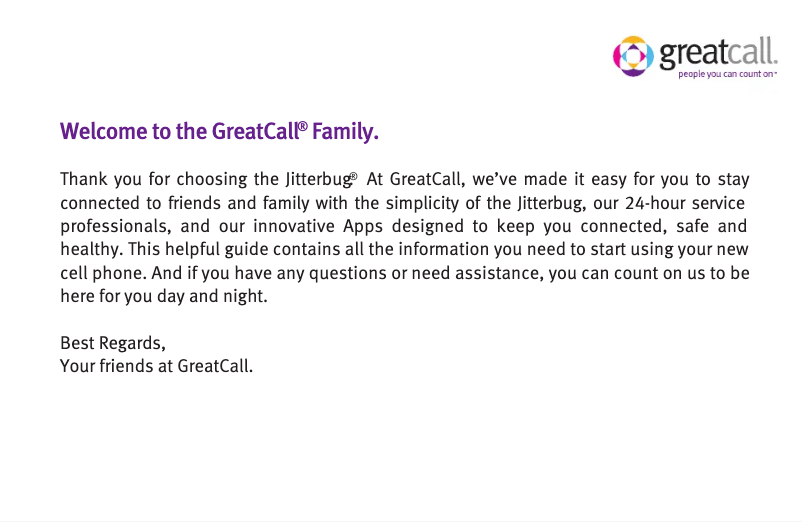 Image de la première page du manuel de l'appareil Jitterbug J