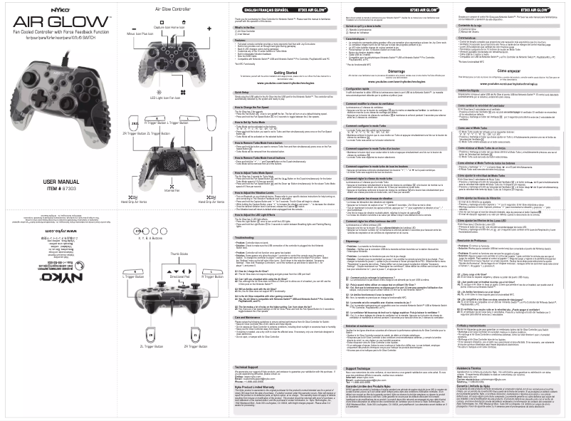 Page 1 de la notice Manuel utilisateur Nyko Air Glow 87303