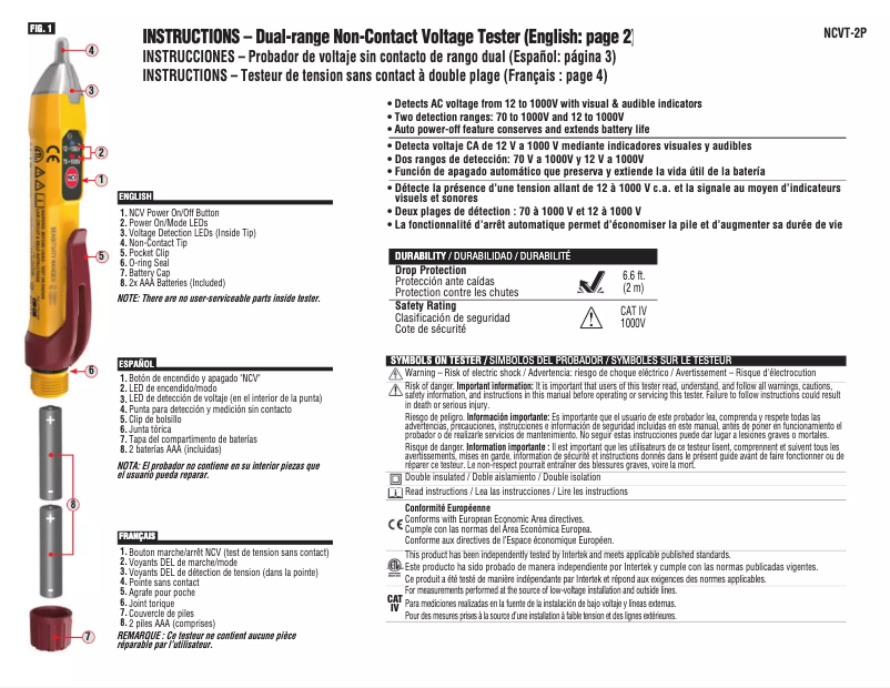 Page n°1 - Manuel utilisateur Klein Tools NCVT-2P