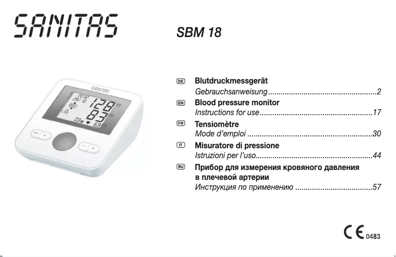 Page n°1 - Manuel utilisateur Sanitas SBM 18