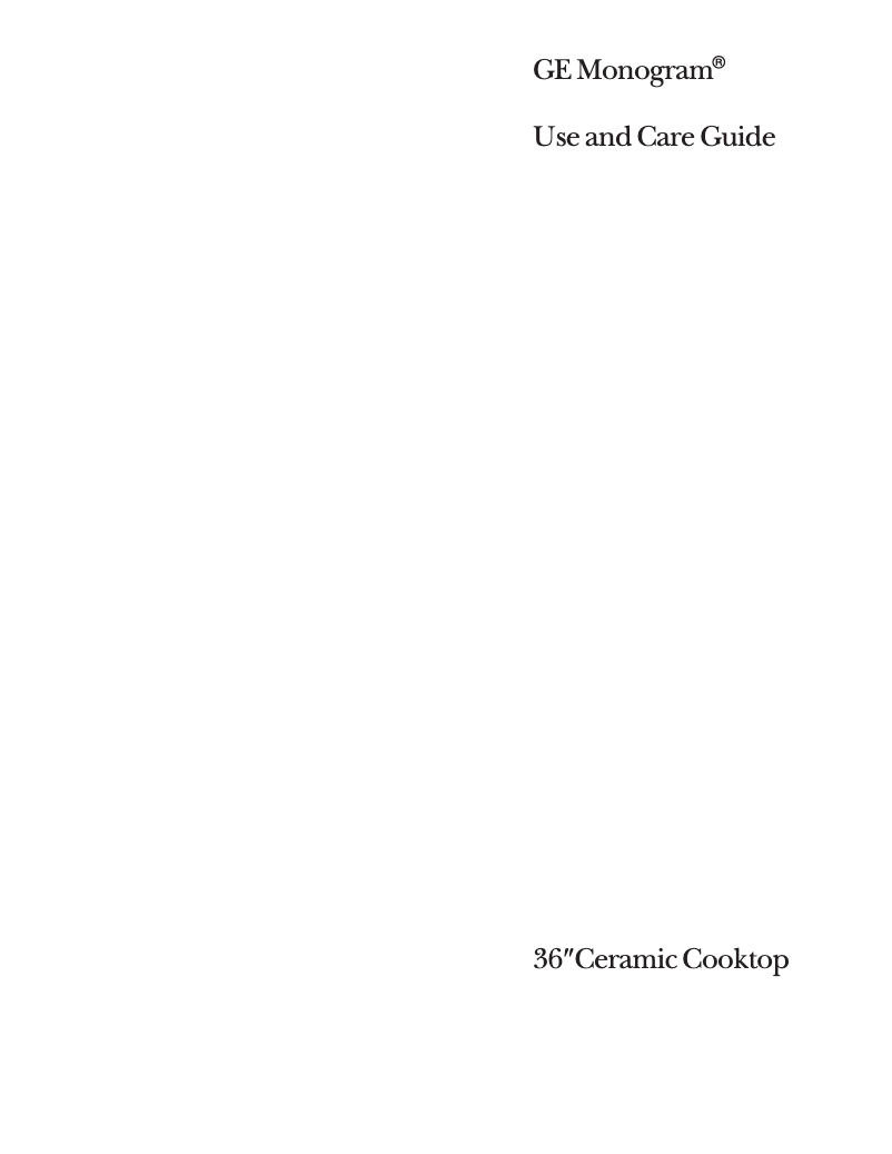 Page n°1 - Manuel d'utilisation et d'entretien GE ZEU676YSB