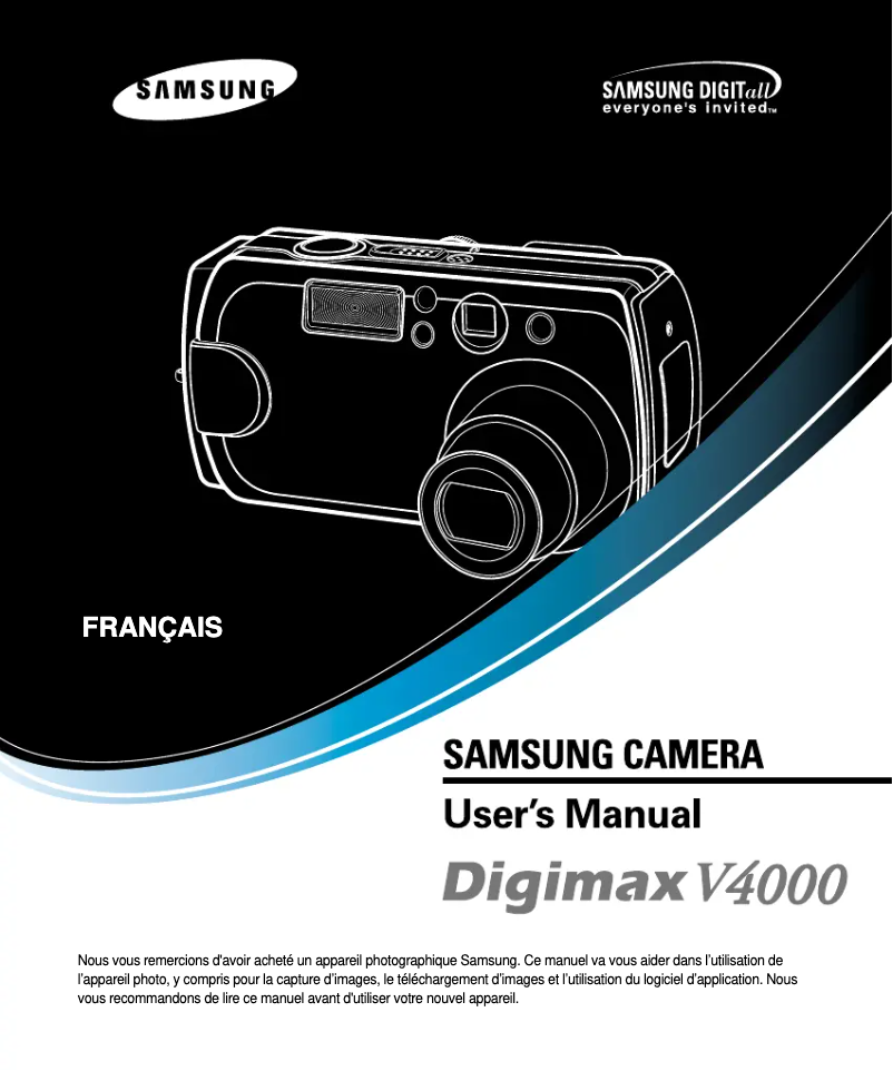 Page 1 de la notice Manuel utilisateur Samsung Digimax V4000