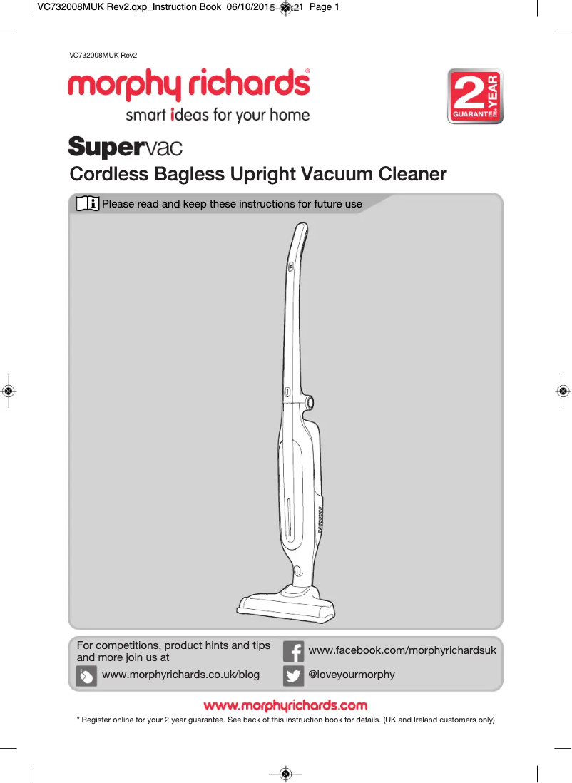 Página 1 del manual Manual de usuario Morphy Richards Supervac 732008