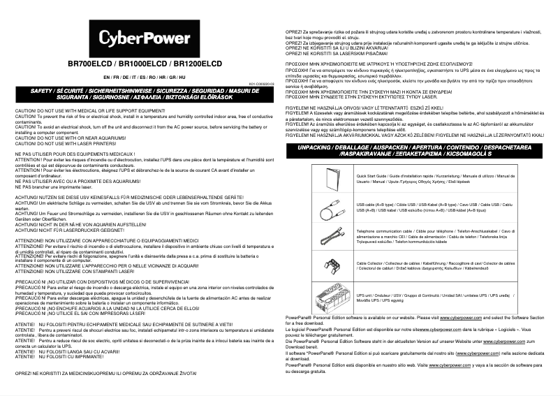 Page 1 de la notice Guide de démarrage rapide CyberPower BR1000ELCD