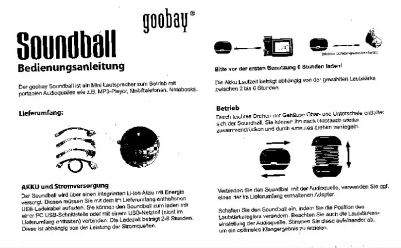 Página 1 del manual Manual de usuario Goobay Soundball