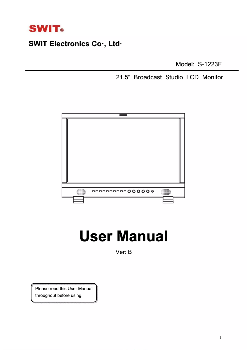 Page 1 de la notice Manuel utilisateur SWIT S-1223