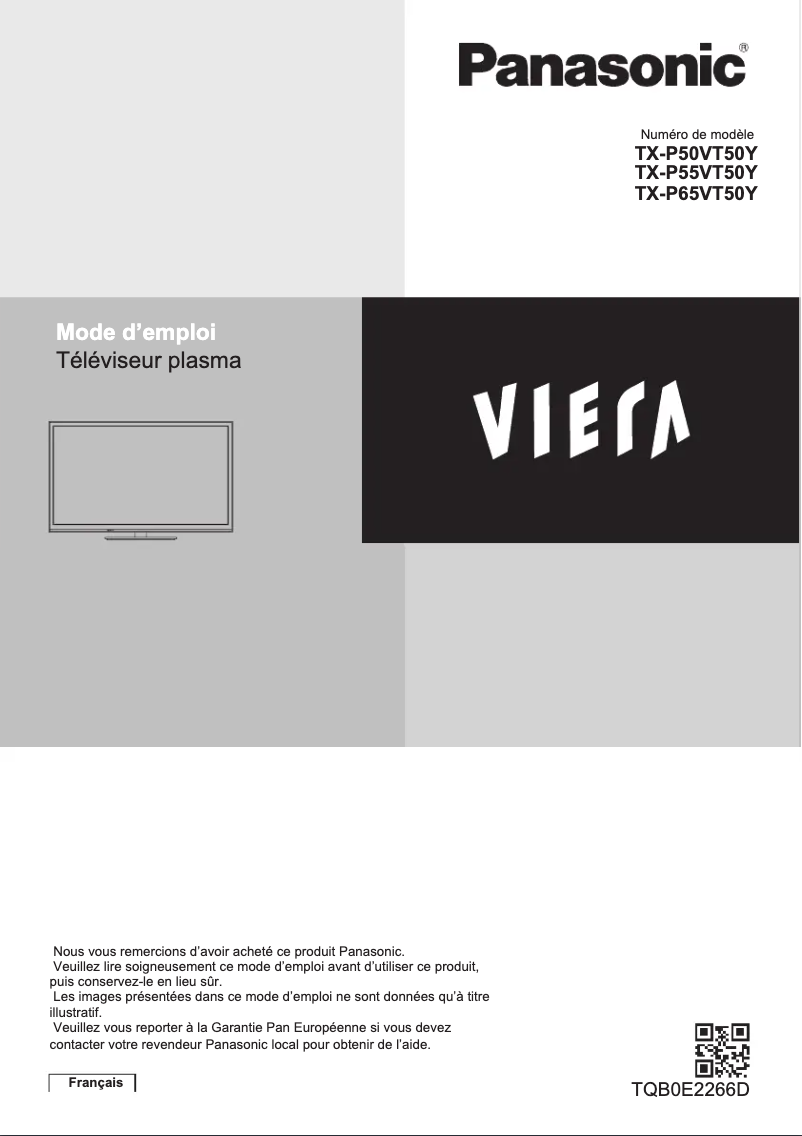 Image de la première page du manuel de l'appareil TX-P65VT50Y
