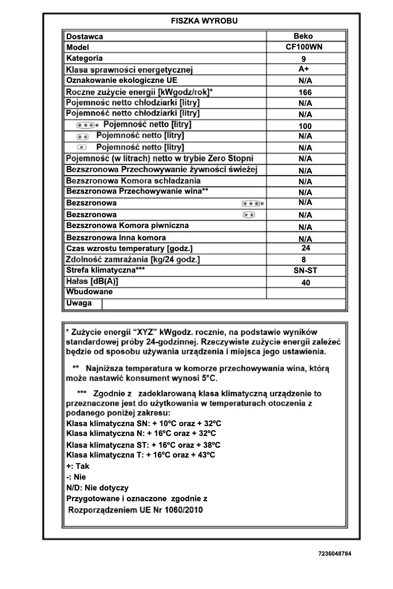 Image de la première page du manuel de l'appareil CF100WN