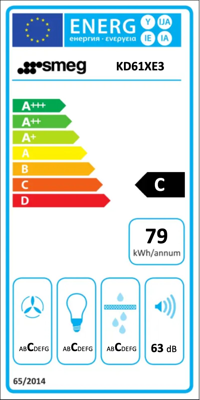 Page n°1 - Label énergétique Smeg KD61XE3