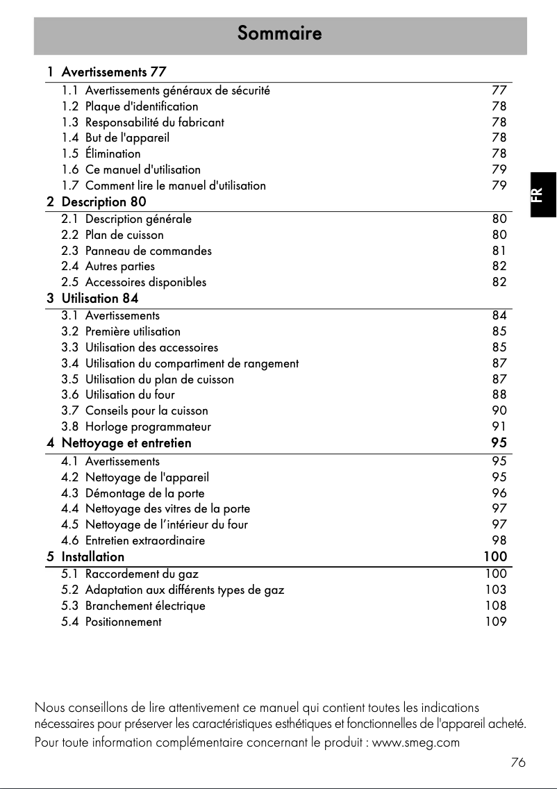 Page n°1 - Manuel utilisateur Smeg TR90P