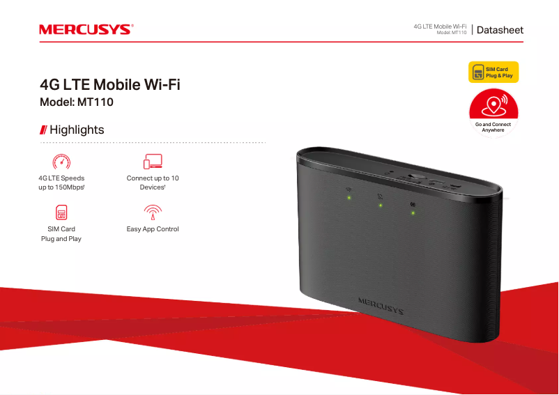 Page 1 de la notice Fiche technique Mercusys MT110