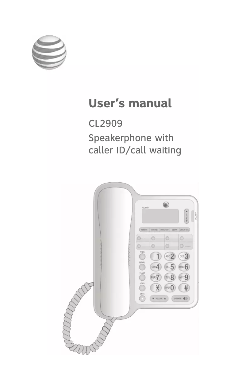 Page n°1 - Manuel utilisateur AT&T CL2909