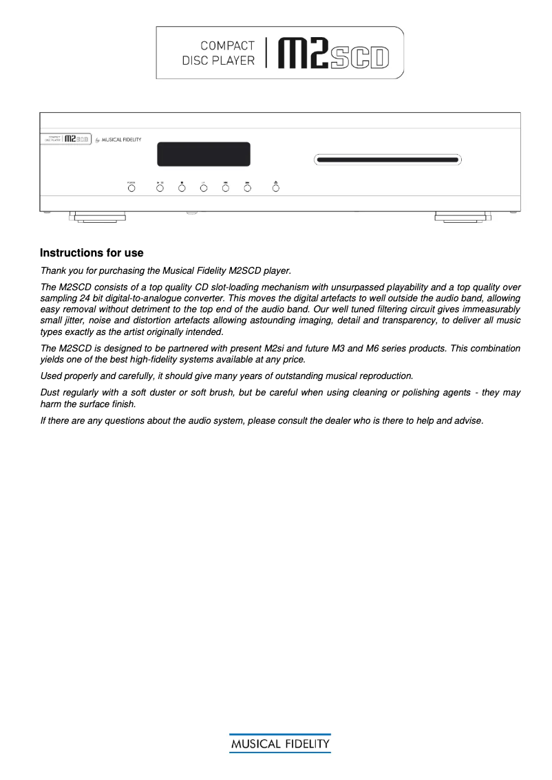 Image de la première page du manuel de l'appareil M2SCD