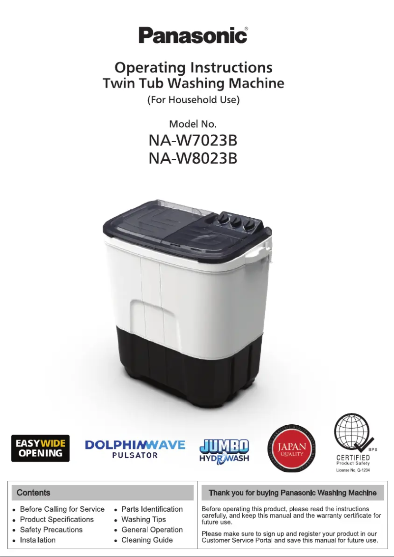 Página 1 del manual Manual de usuario Panasonic NA-W7023B