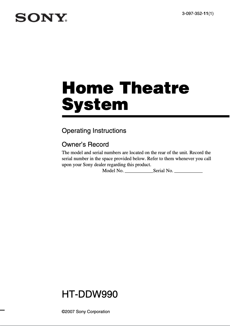 Image de la première page du manuel de l'appareil HT-DDW990