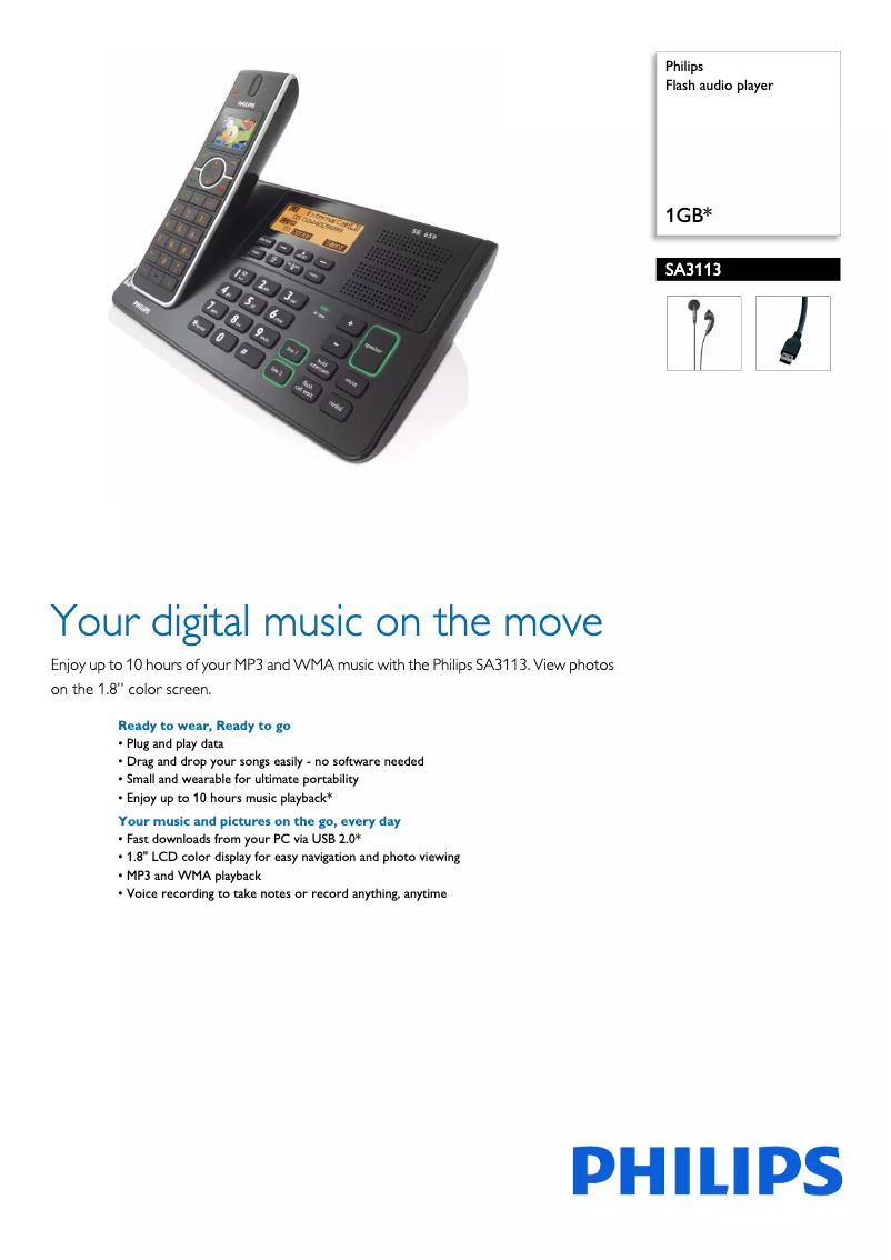 Page n°1 - Brochure Philips SA3113