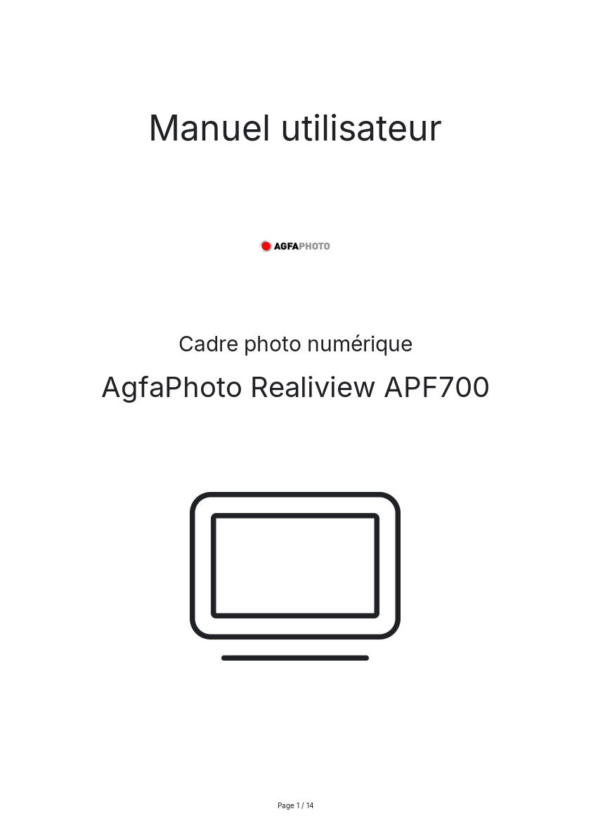 Image de la première page du manuel de l'appareil Realiview APF700