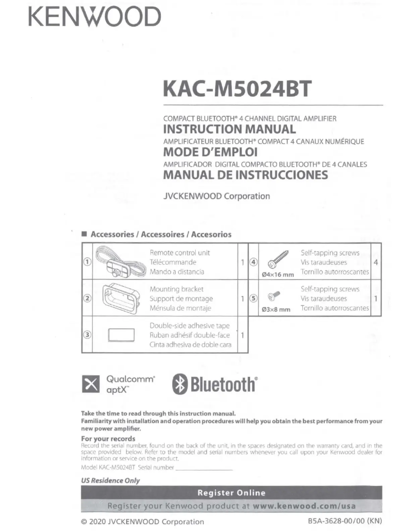 Página 1 del manual Manual de usuario Kenwood KAC-M5024BT