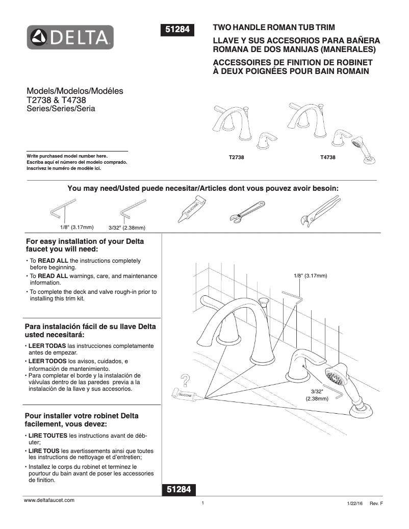 Página 1 del manual Ficha técnica Delta T2738