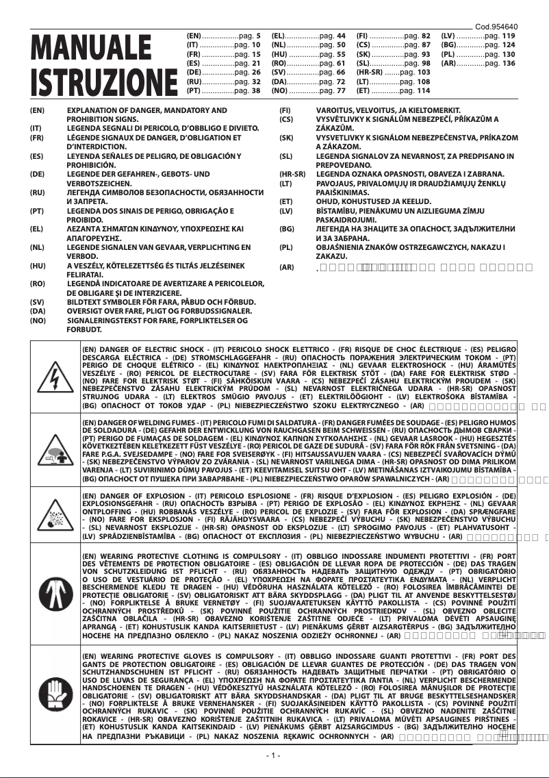 Image de la première page du manuel de l'appareil Maxima 160 Synergic