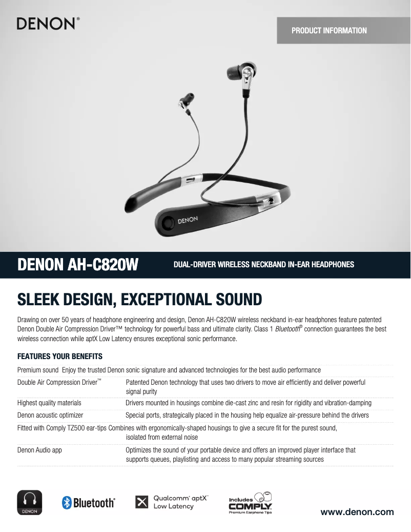 Page n°1 - Fiche technique Denon AH-C820W