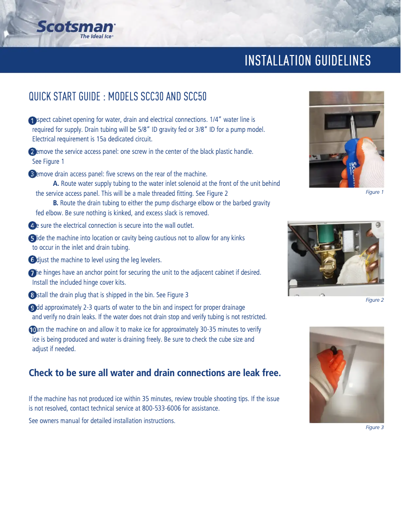 Page n°1 - Guide d'installation Scotsman SCCP50
