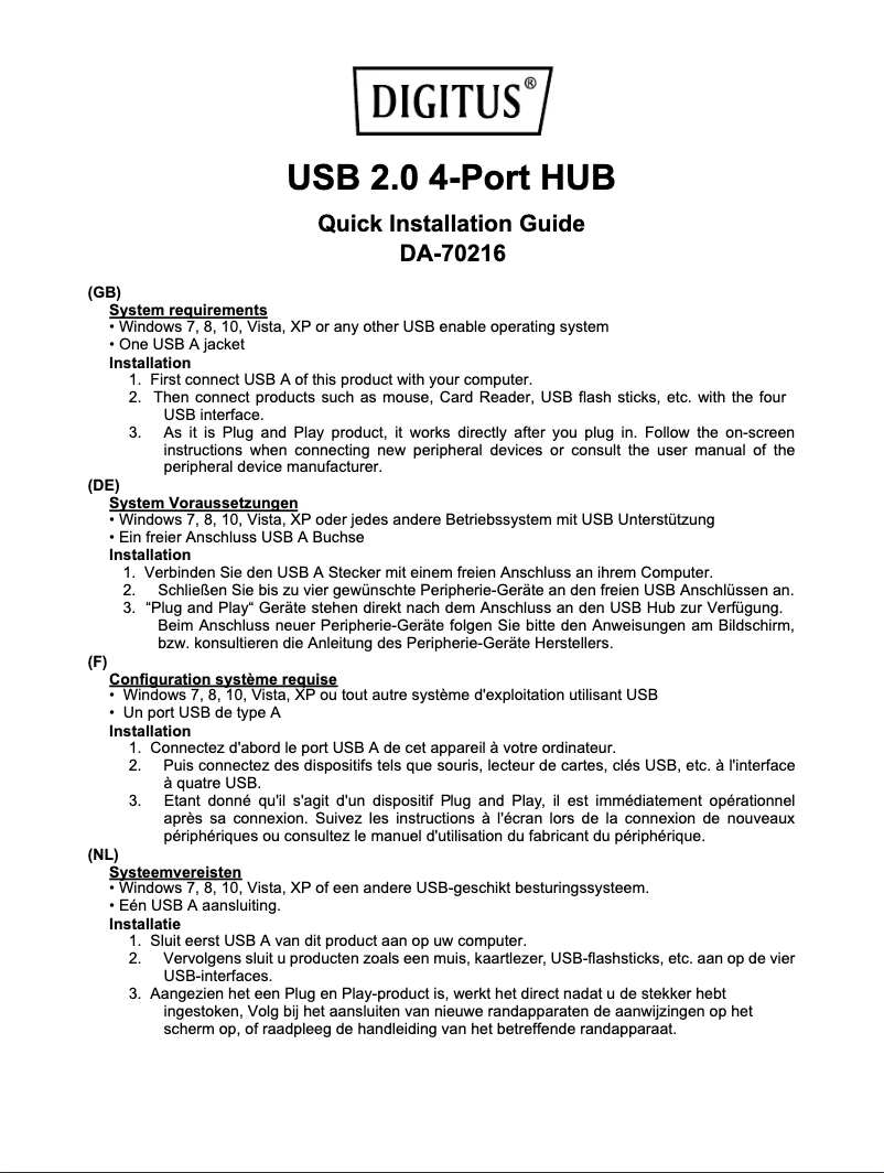 Image de la première page du manuel de l'appareil DA-70216