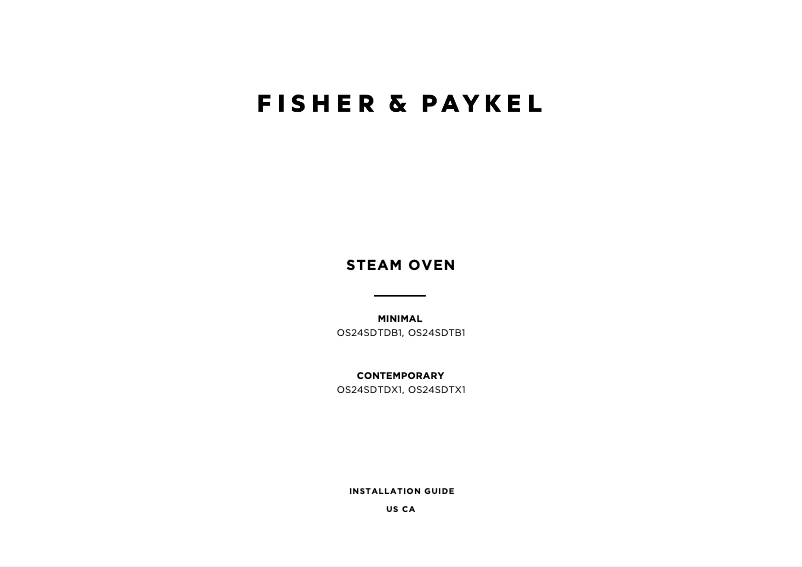 Page 1 de la notice Guide d'installation Fisher & Paykel OS24SDTX1