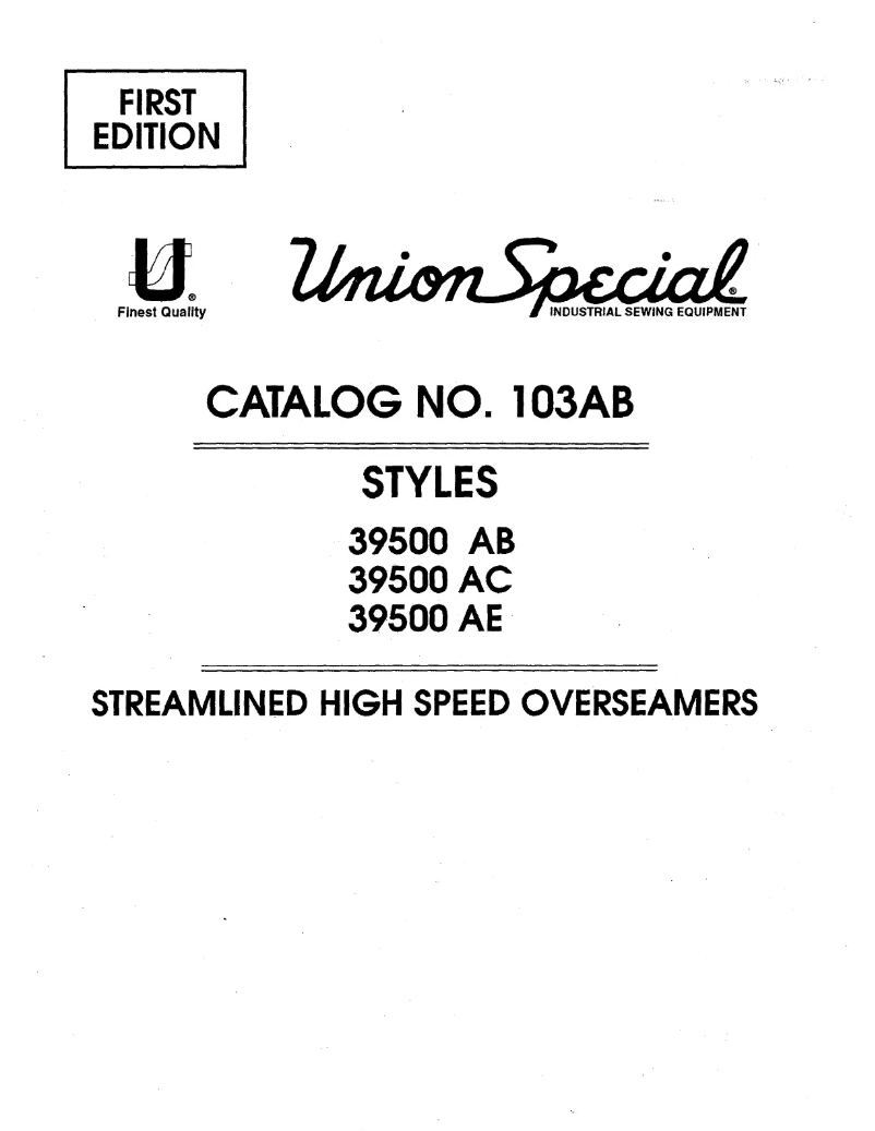 Page 1 de la notice Manuel utilisateur Union Special 39500AC