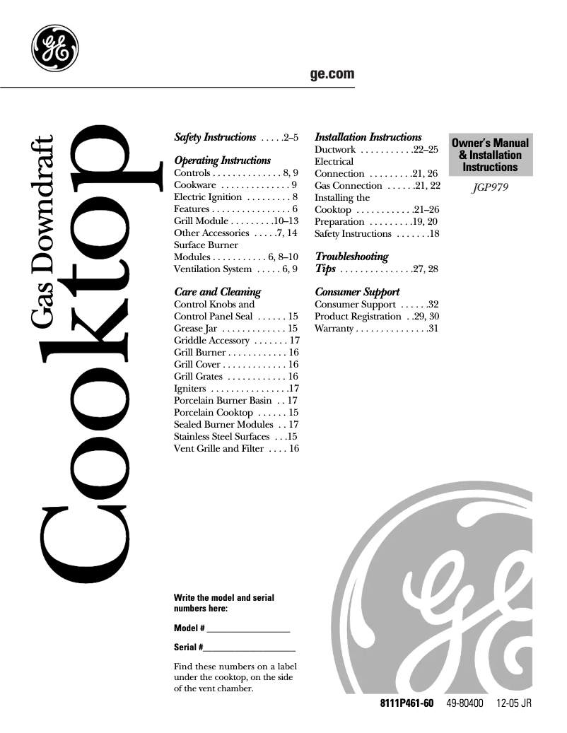Page 1 of the manual Installation Guide GE Profile JGP979BEFBB