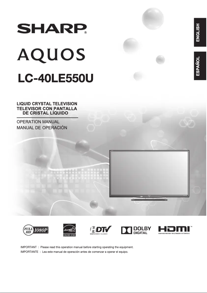 Page 1 de la notice Manuel utilisateur Sharp LC40LE550U