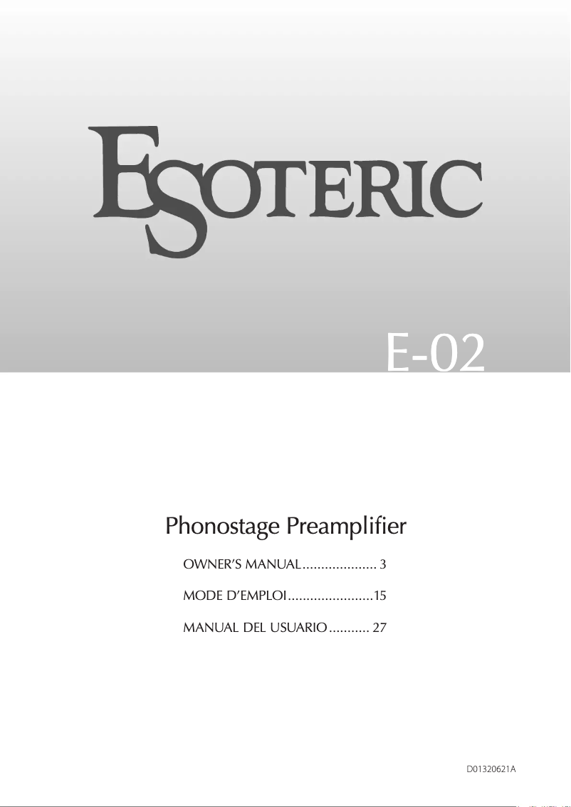 Page 1 de la notice Manuel utilisateur Esoteric E-02