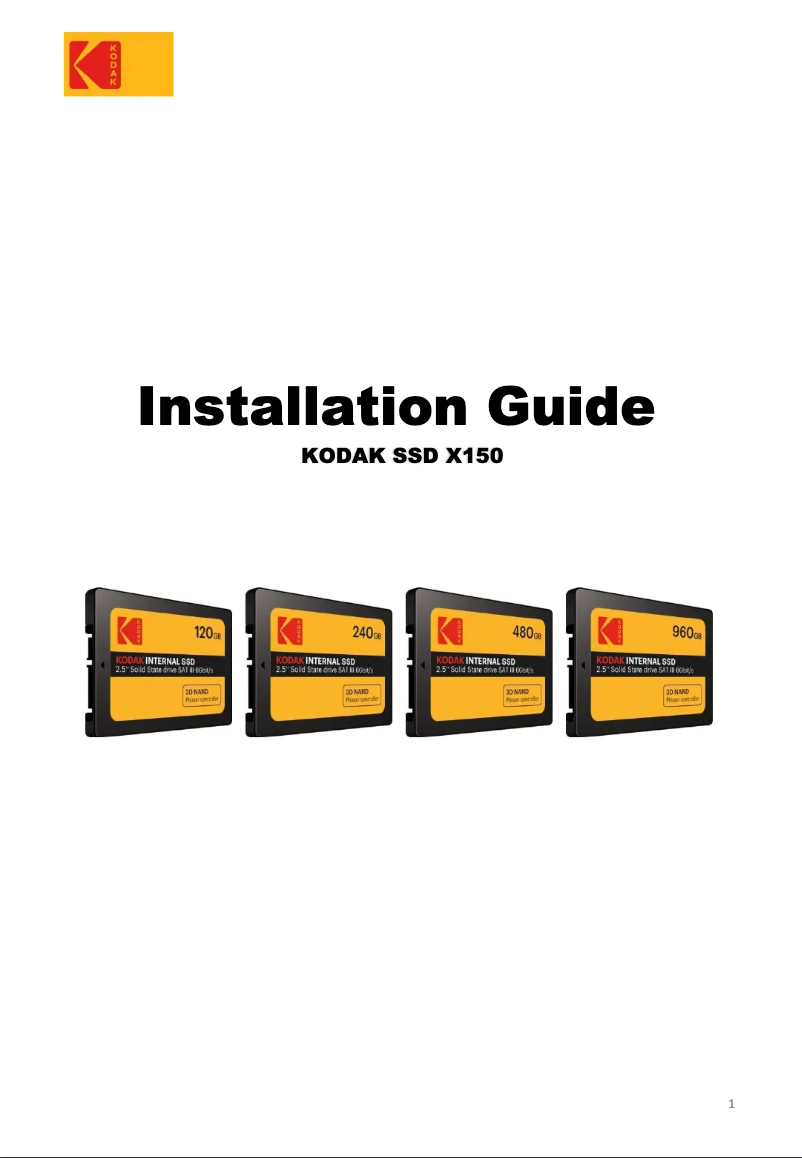 Page 1 de la notice Manuel utilisateur Kodak SSD X150