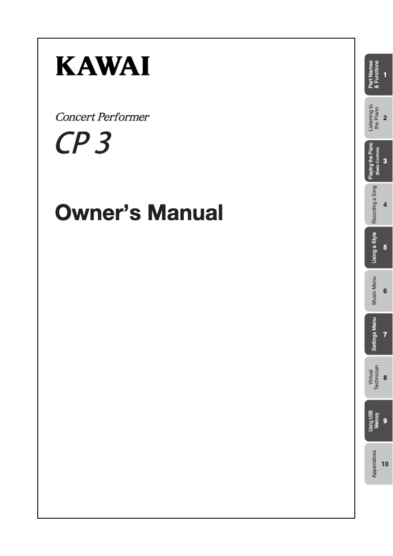 Página 1 del manual Manual de usuario Kawai Concert Performer CP3