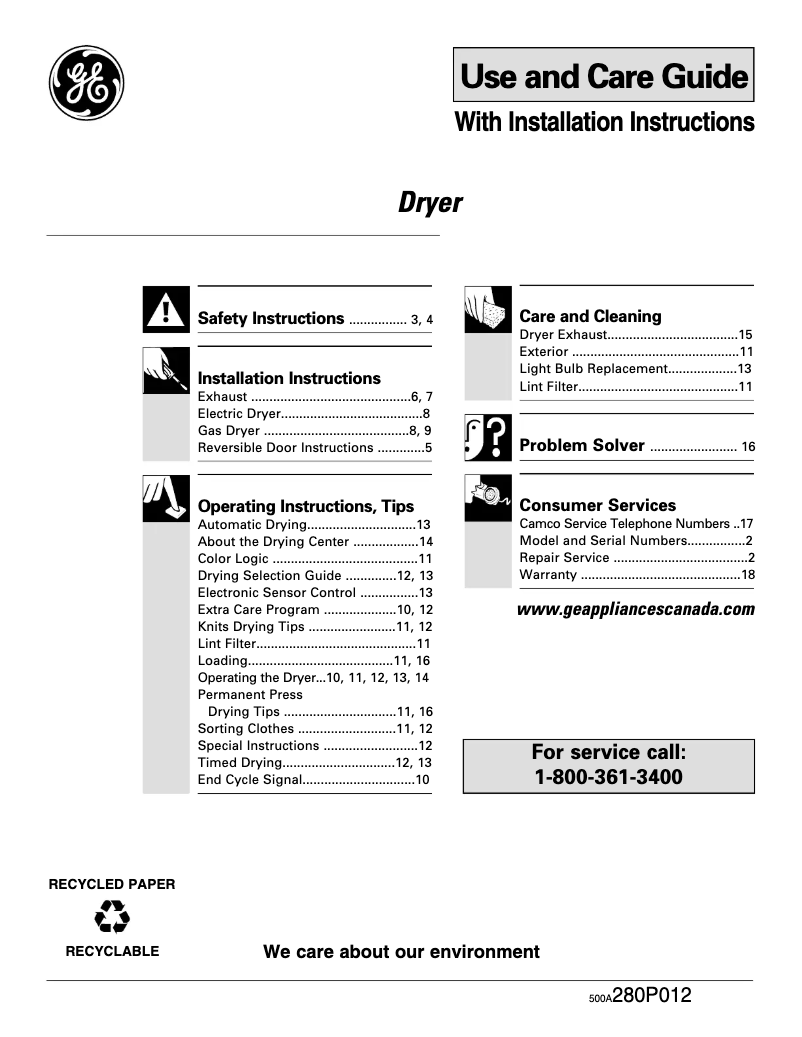 Page n°1 - Manuel utilisateur GE UPSR485EDWW
