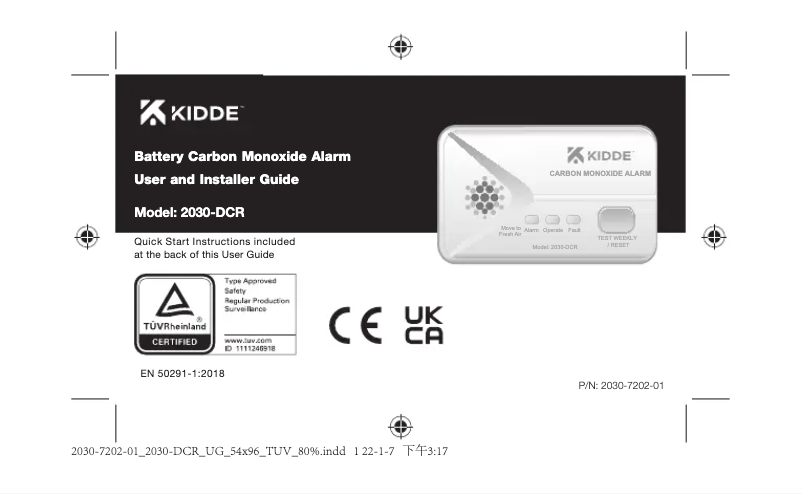Page 1 de la notice Manuel utilisateur Kidde 2030-DCR