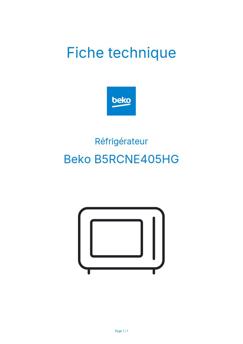 Image de la première page du manuel de l'appareil B5RCNE405HG
