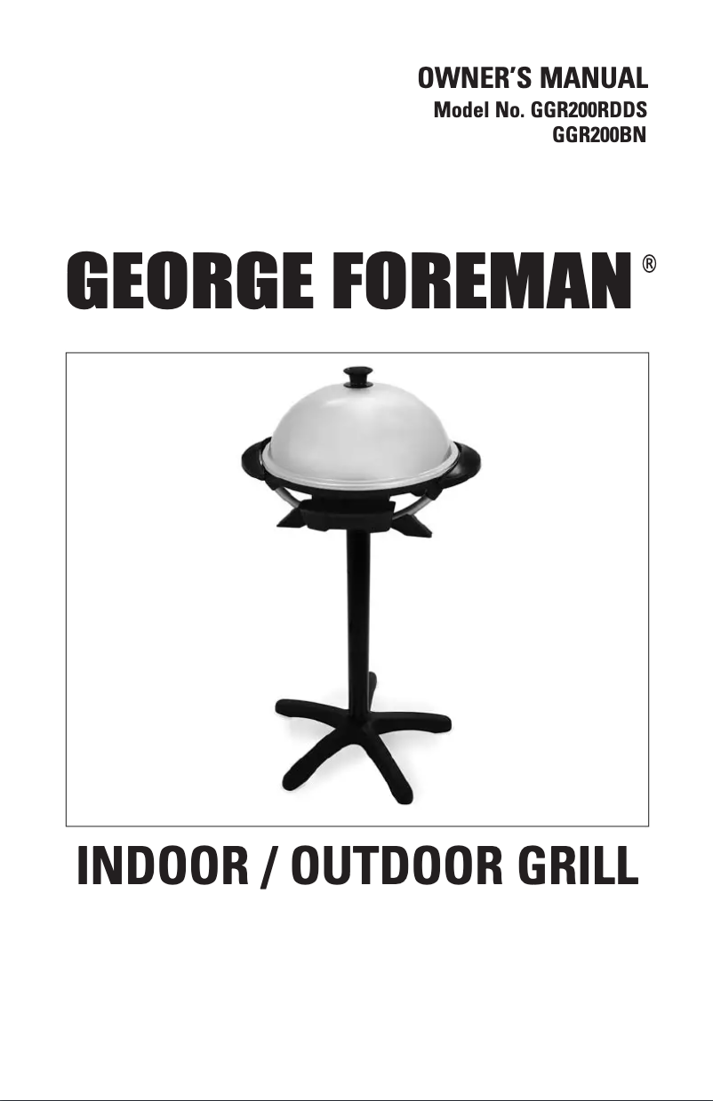 Page 1 de la notice Manuel utilisateur George Foreman GGR200BN