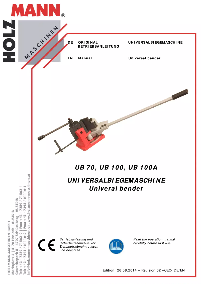 Image de la première page du manuel de l'appareil UB 70