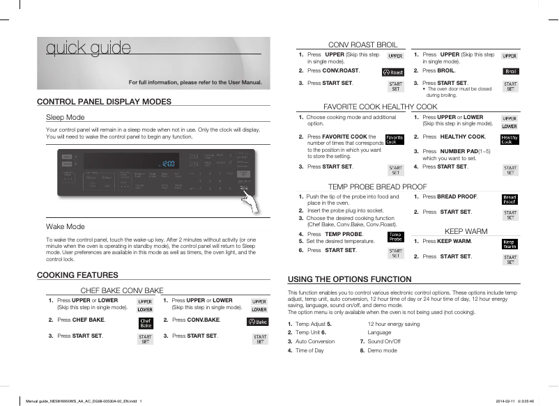 Page 1 de la notice Guide d'installation Samsung NE58H9950WS