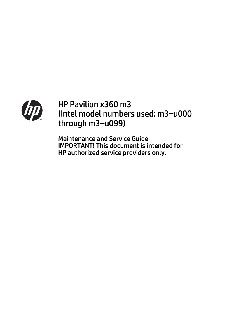 Page n°1 - Manuel d'utilisation et d'entretien HP Pavilion M3 x360