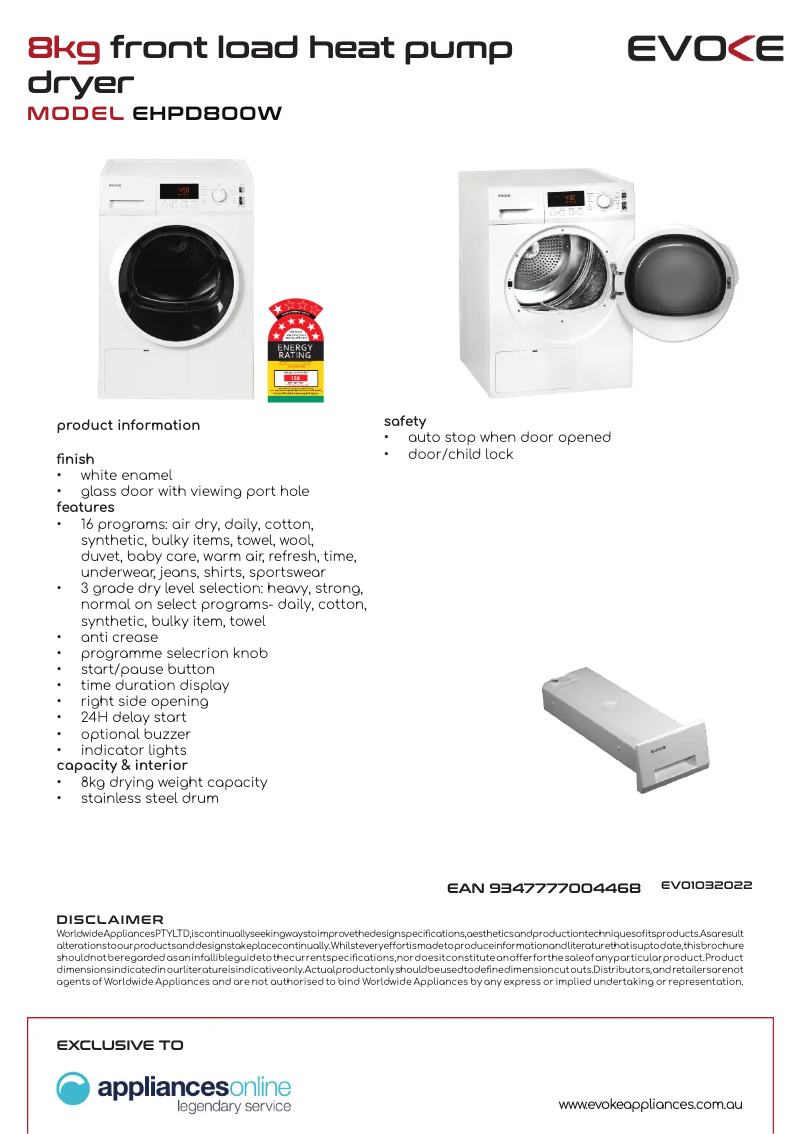 Image de la première page du manuel de l'appareil EHPD800W