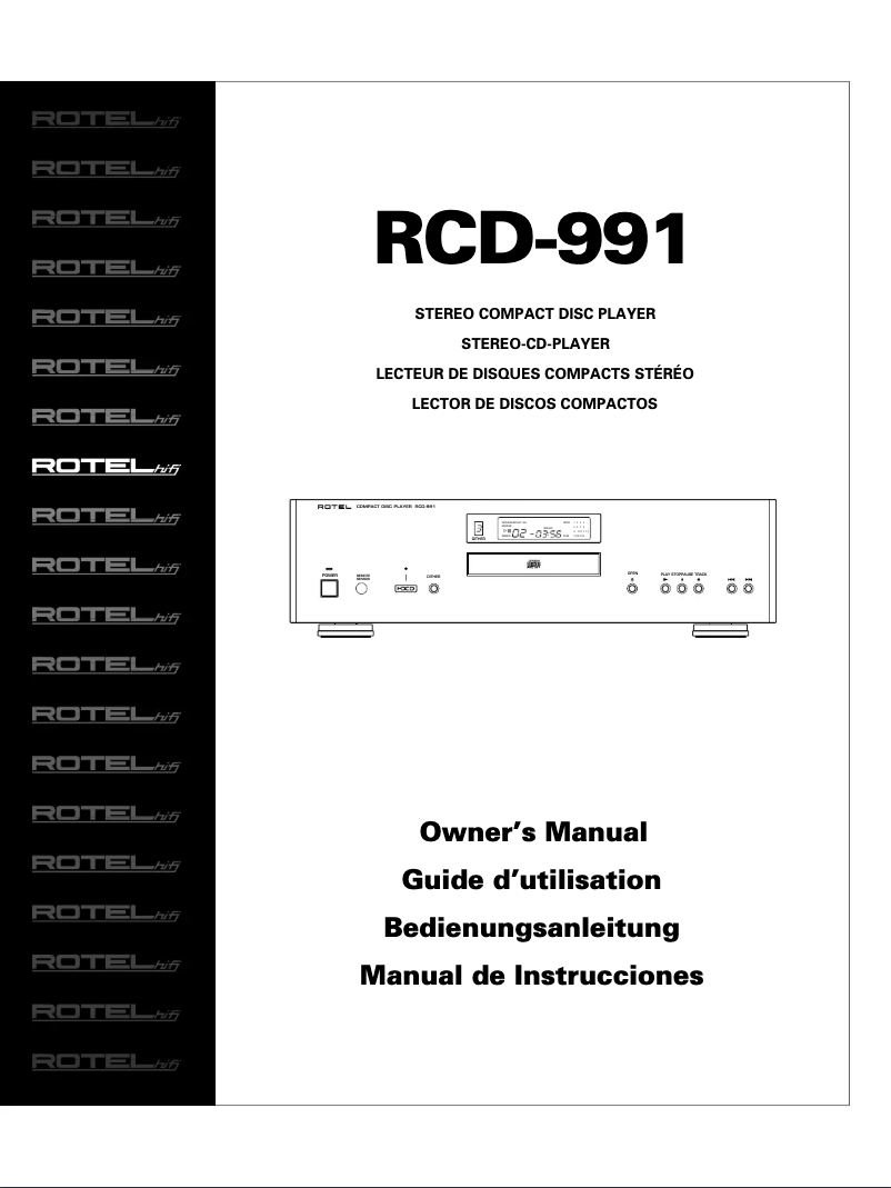 Page 1 de la notice Manuel utilisateur Rotel RCD-991