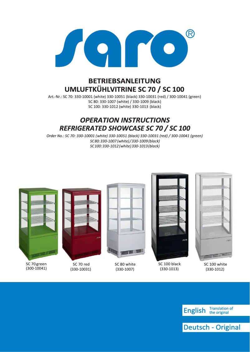 Página 1 del manual Manual de usuario Saro SC 100